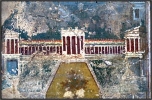 Pompei, affresco 40-45 d.c., paesaggi architettonici