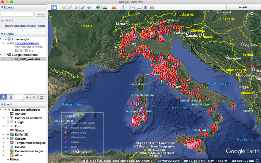 miniere, Italia, Google Earth