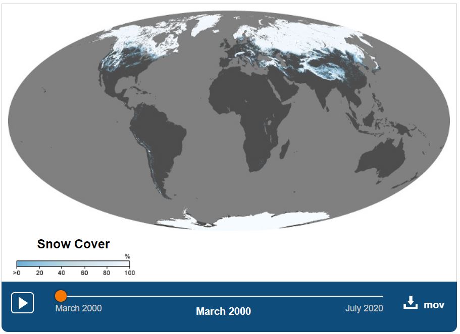 mappa interattiva sulla copertura nevosa NASA Earth Observatory