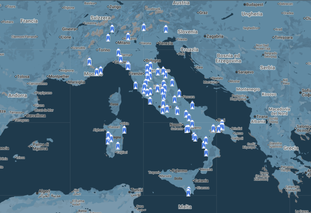 Mappa alberghi Diffusi Italia